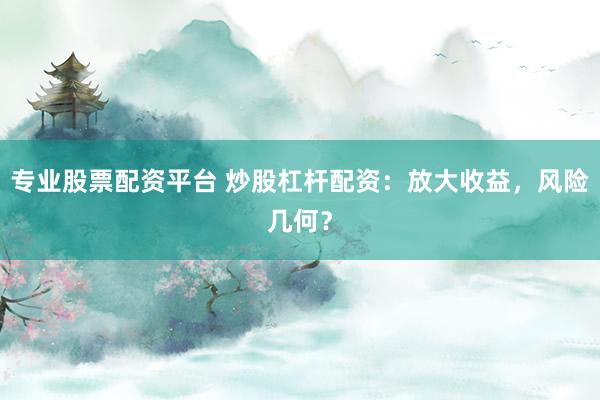 专业股票配资平台 炒股杠杆配资：放大收益，风险几何？