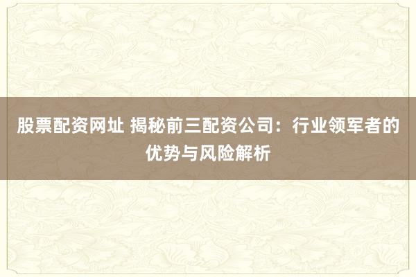 股票配资网址 揭秘前三配资公司：行业领军者的优势与风险解析