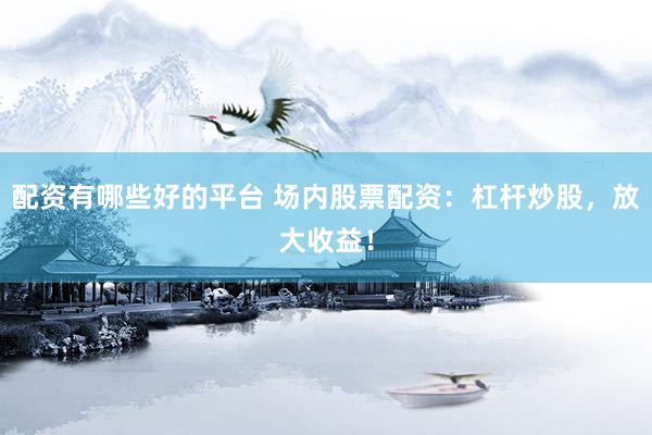 配资有哪些好的平台 场内股票配资：杠杆炒股，放大收益！