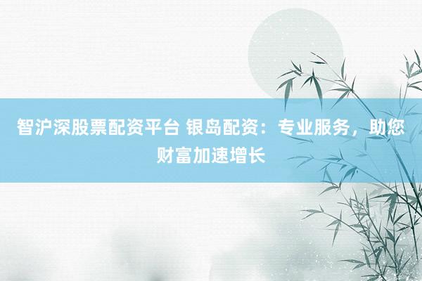 智沪深股票配资平台 银岛配资：专业服务，助您财富加速增长