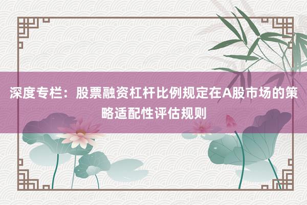 深度专栏：股票融资杠杆比例规定在A股市场的策略适配性评估规则