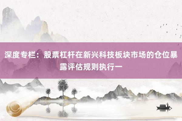 深度专栏：股票杠杆在新兴科技板块市场的仓位暴露评估规则执行一