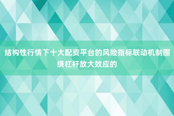 结构性行情下十大配资平台的风险指标联动机制围绕杠杆放大效应的