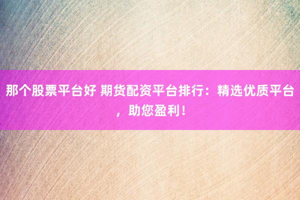 那个股票平台好 期货配资平台排行：精选优质平台，助您盈利！