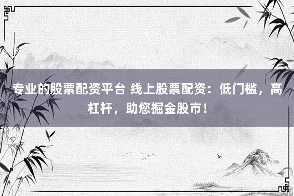 专业的股票配资平台 线上股票配资：低门槛，高杠杆，助您掘金股市！
