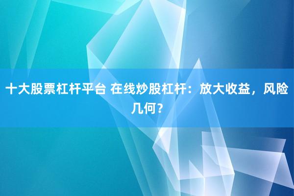 十大股票杠杆平台 在线炒股杠杆：放大收益，风险几何？