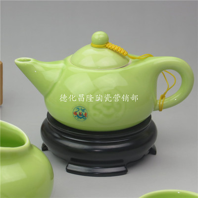 【厂家直销汝青瓷茶具 浅绿色梅子青 八头高档茶具】价格,厂家,图片,茶具套装,德化县昌隆陶瓷营销部